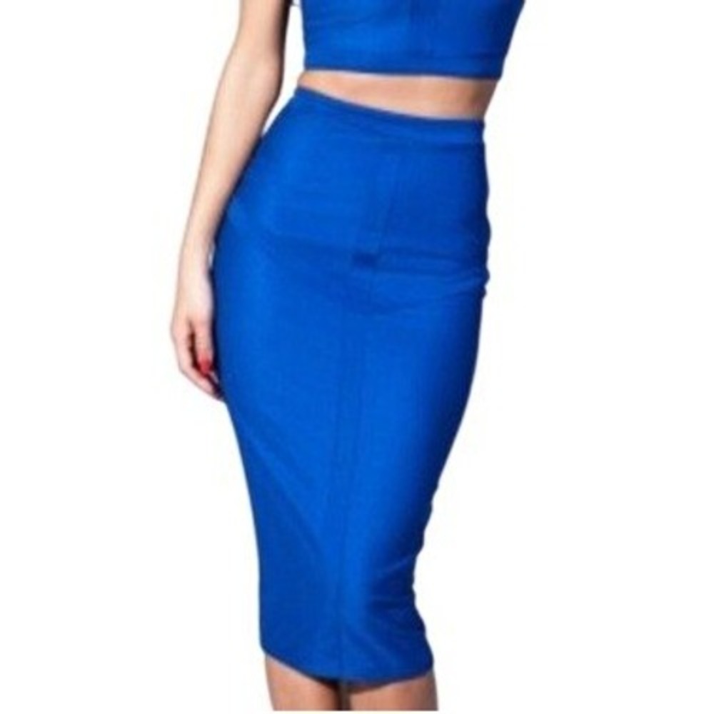 Nicole x Missguided Royal Blue High Waist Midi Skirt size 8